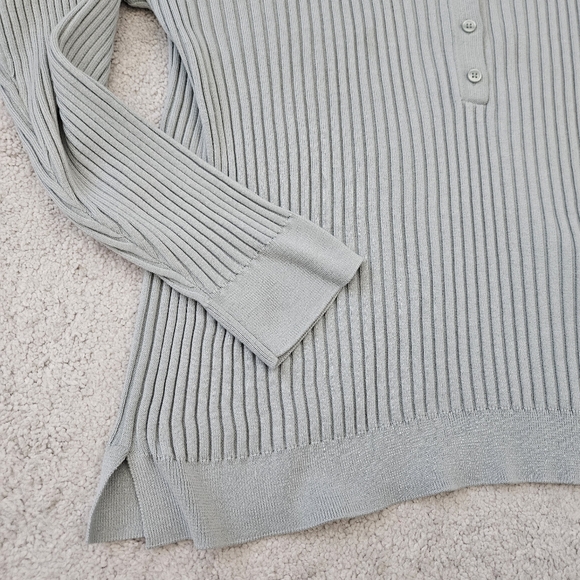 NWOT Athleta | Sweet Bay Henley Polo Ribbed Sweater In Coast Grey, Womens 2X - Picture 4 of 7